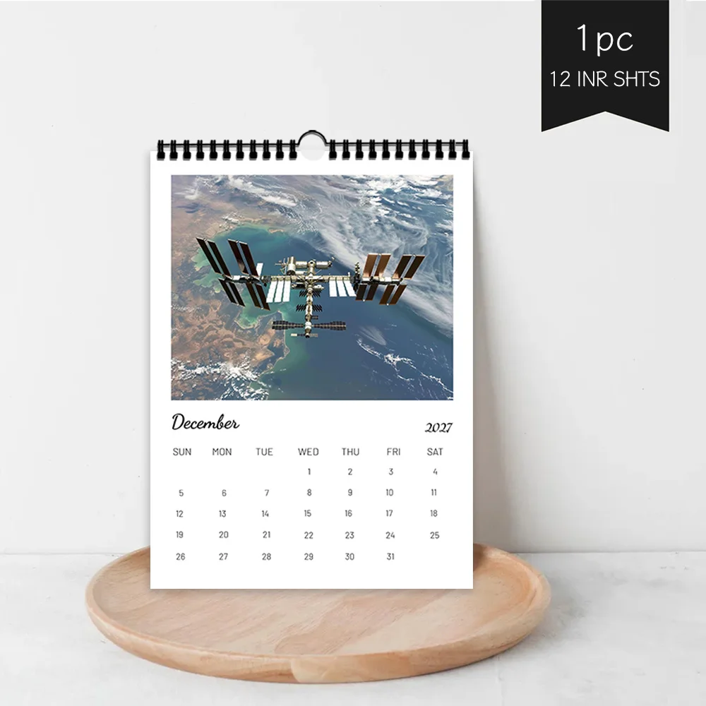 1pc, 2027 Wall Calendar, Space Galaxy Art, 12 Month Planner for Home Office Decor, Christmas New Year Gift with Stickers