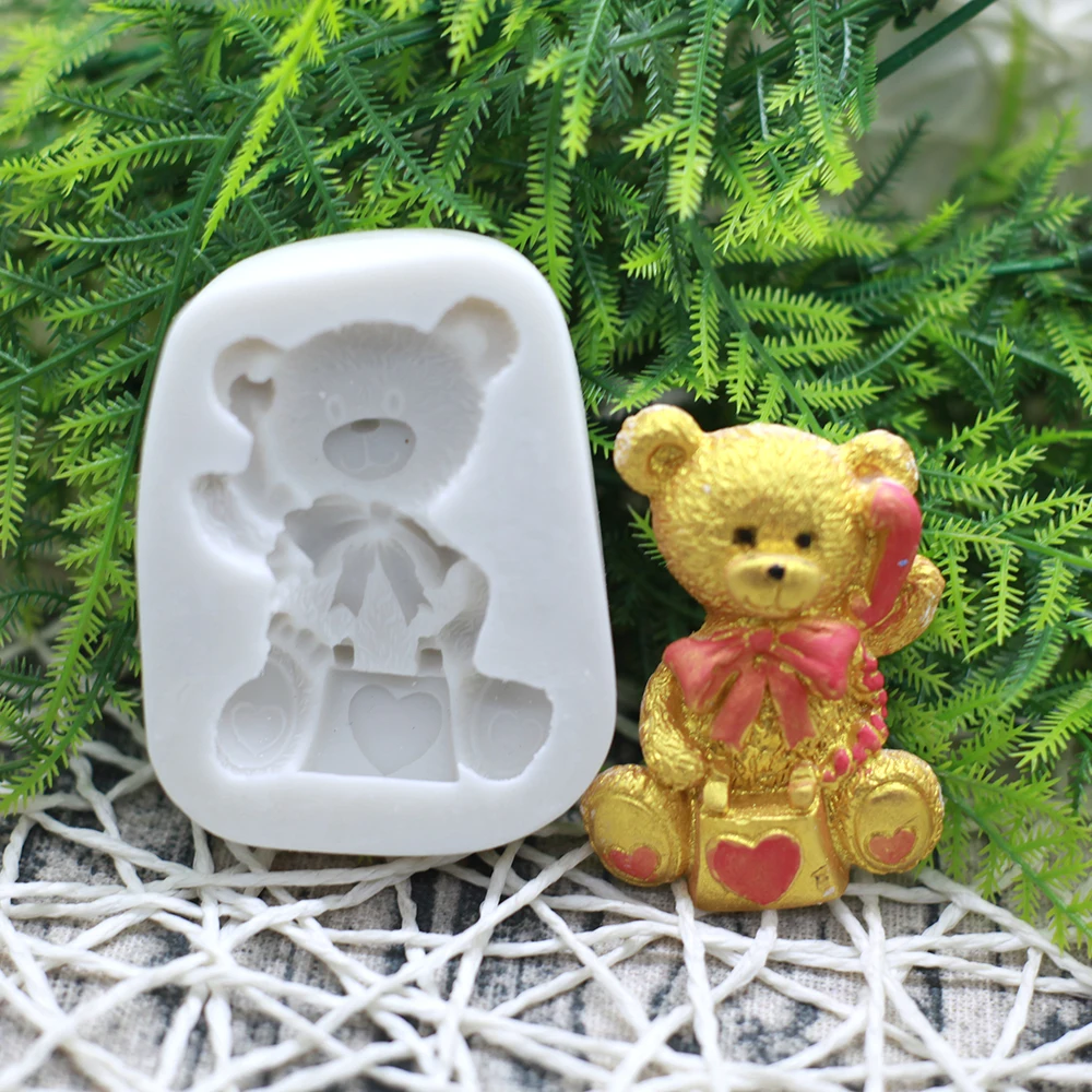 3d Bear Silicone Mold Fondant Cake Chocolate Candy Baking Sugar Craft Pastry Baking Mould Birthday wedding Decoration Tools