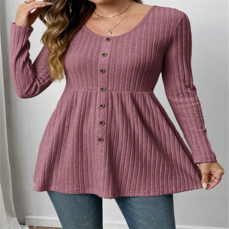 

Осенне-зимняя повседневная облегающая футболка с длинным рукавом, однобортный однобортный дизайн с закручивающейся талией SimpleRibbed, женский модный топ