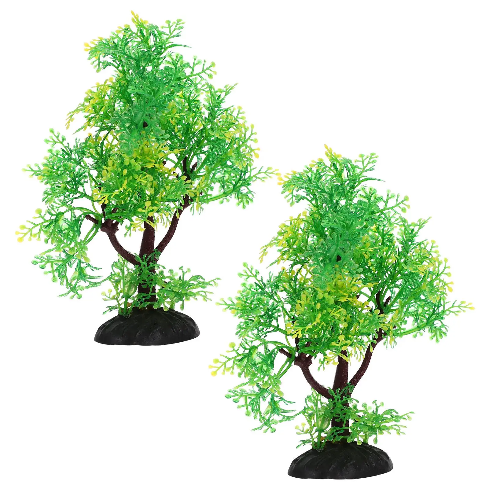 

2 Pcs Artificial Water Plants Small Tree Green Plastic Lifelike Aquarium Decor Fish Tank Pet Supplies Simulated Plant
