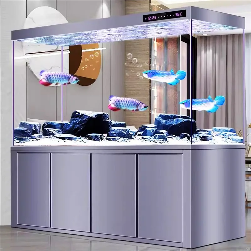 Arowana tank ultra-white glass medium and large vertical bottom cabinet filter living room household filter oxygen belt cabinet