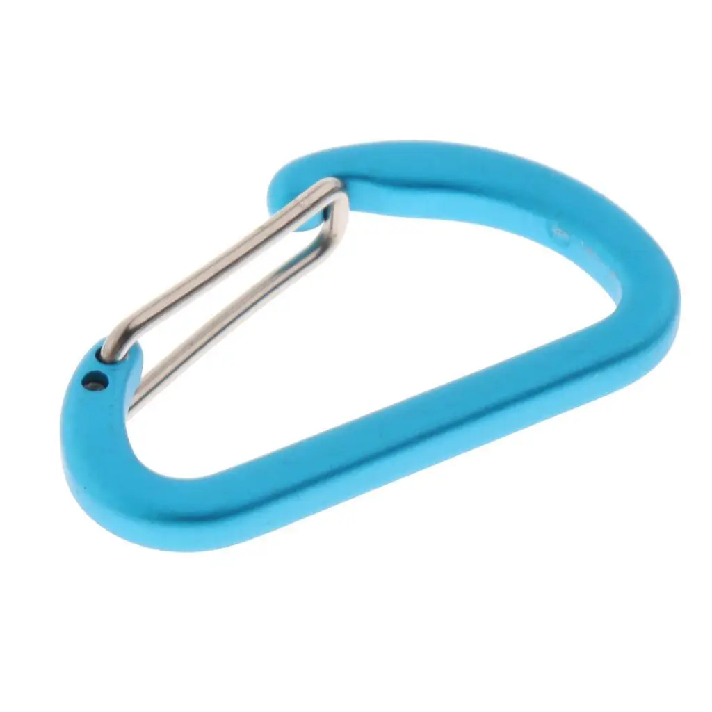 Karabiner paduan aluminium Mini 2/3/5, Carabiner luar ruangan bentuk D menggambar cepat biru muda