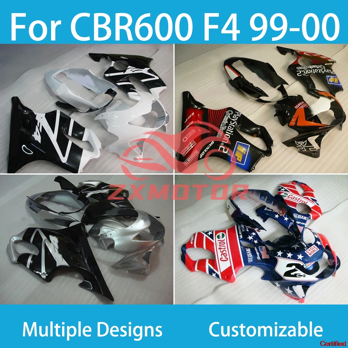 

Обтекатели для Honda CBR600 F4 1999-2000 ZXMT, пластиковый корпус, черный, синий, комплект обтекателей CBR600 F4 1999 2000