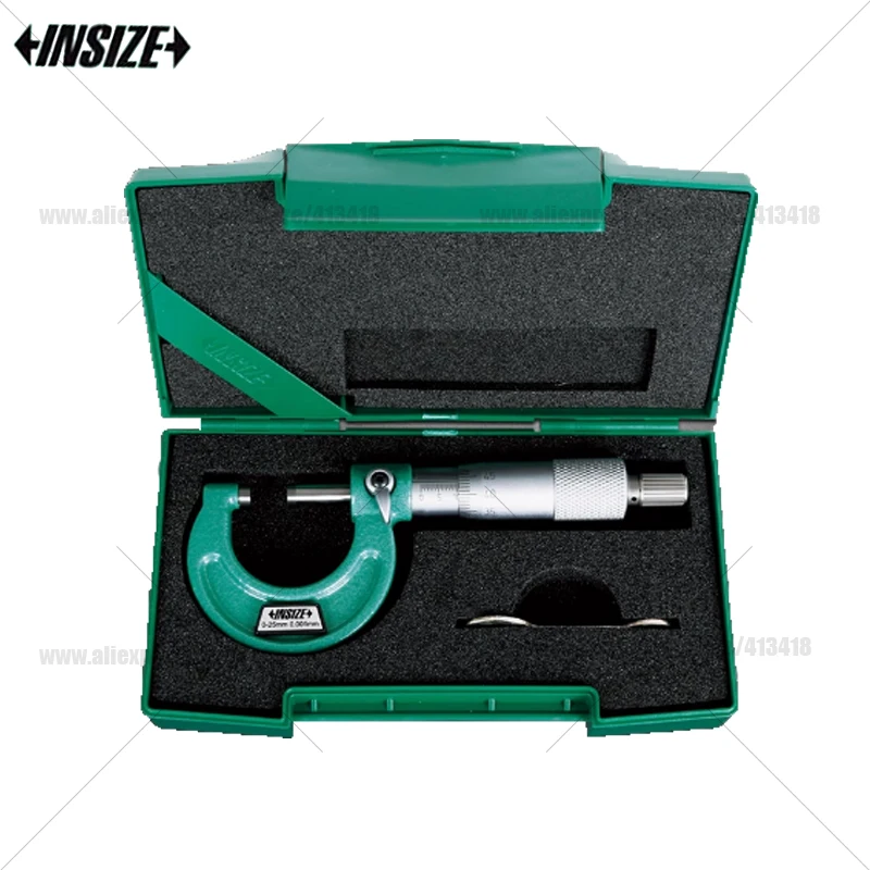 Insize 外側マイクロメーター目盛り 0.01mm0-25/25-50/50-75/75-100mm 測定器グリーン測定ツール