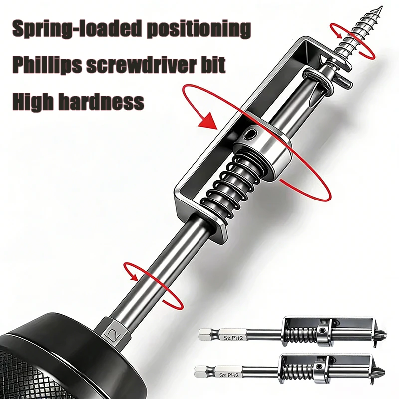 Spring Loaded Screw Holder Bit Phillips Anti-drop Screwdriver Bit Holder for Grip Screws in Overhead or One Handed Positions