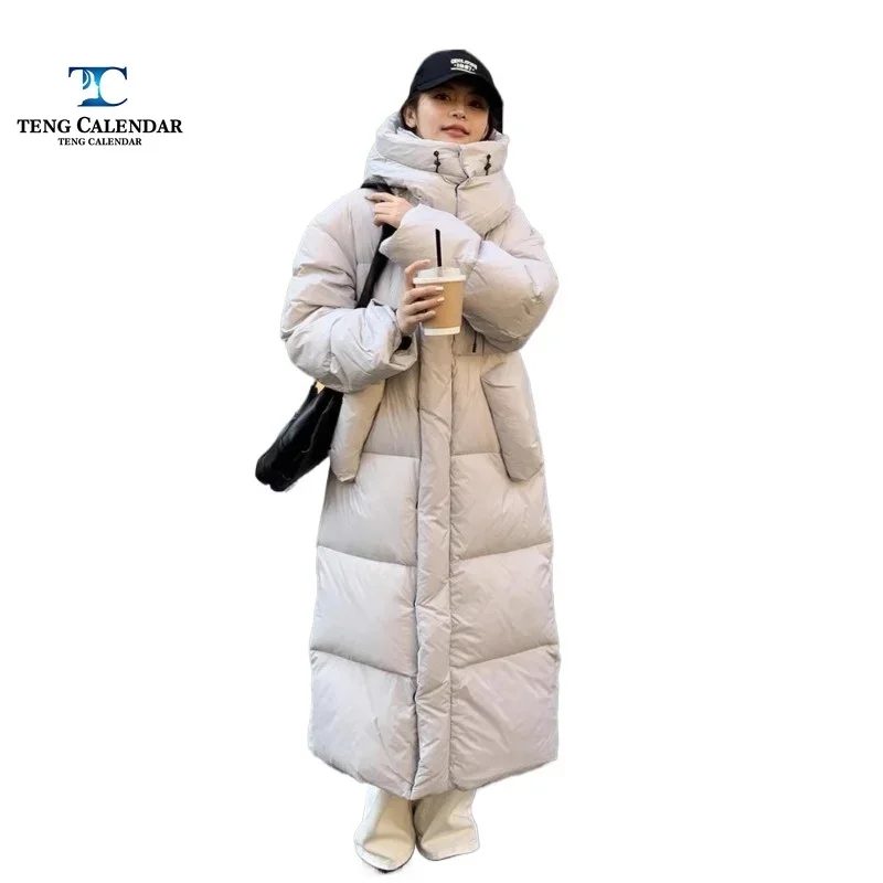 Doudoune ultra longue d'hiver pour femme, veste de couverture optique, style de rue haut de gamme et VPN, genou à rincer, nouveau style 2024