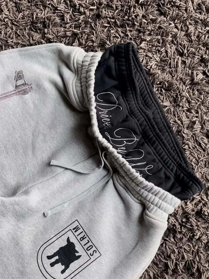 

Y2K High-Waisted Printed Embroidered Street Guard Pants Autumn Winter Casual StraightLeg Double Waist Design Fashion MenClothing