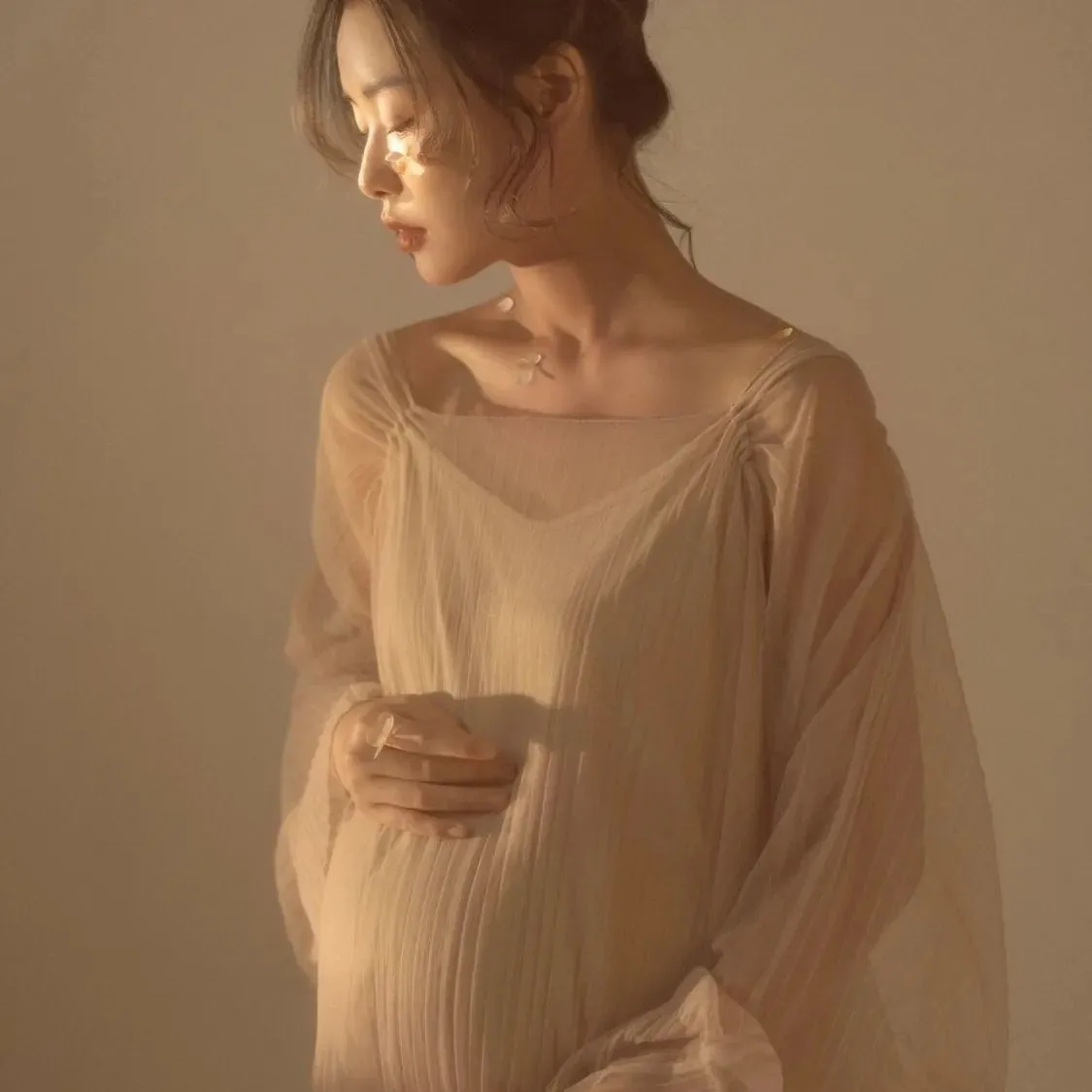 Maternity Dress New Photo Studio Photo Theme Clothing Fashion Mesh Dress Big Belly Art Photo Photography