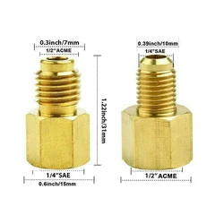Parts Adapter 1/4 Female Flare 2Pcs/Set Accessories Brass Fitting Fittings Gold R134a To R12 1/2 Acme Male Valve