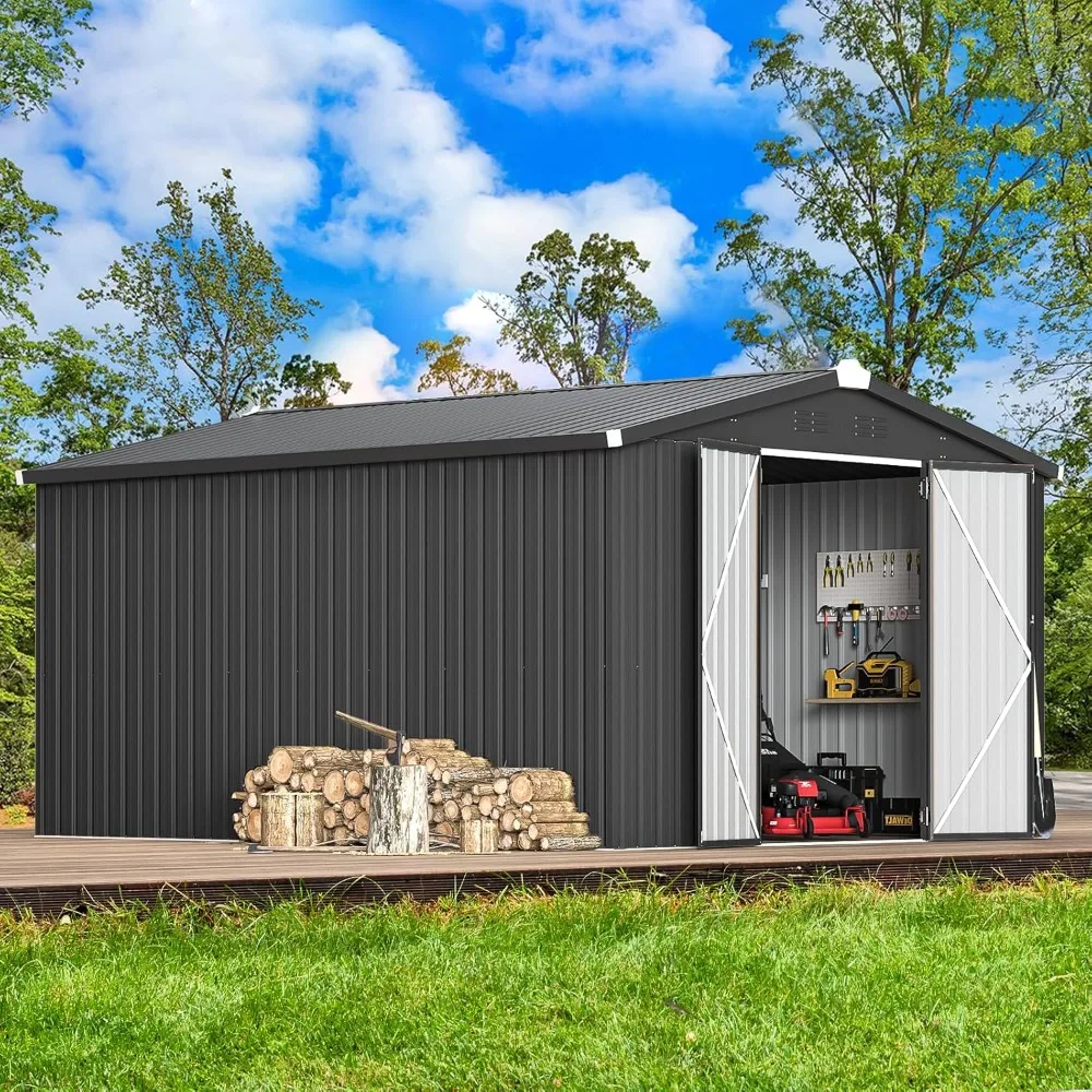 

Shed 10' X 14' Storage Shed, Outdoor Storages Sheds & Outdoor Storage 10X14FT with Lockable Doors, Large Steel Yard Sheds