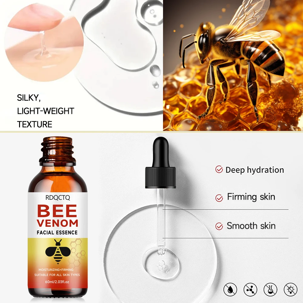 RDQCTQ Bee Venom Serum Moisturizing Anti-Aging - Hydrating Firming Skincare for Face Wrinkles & Elasticity Boost