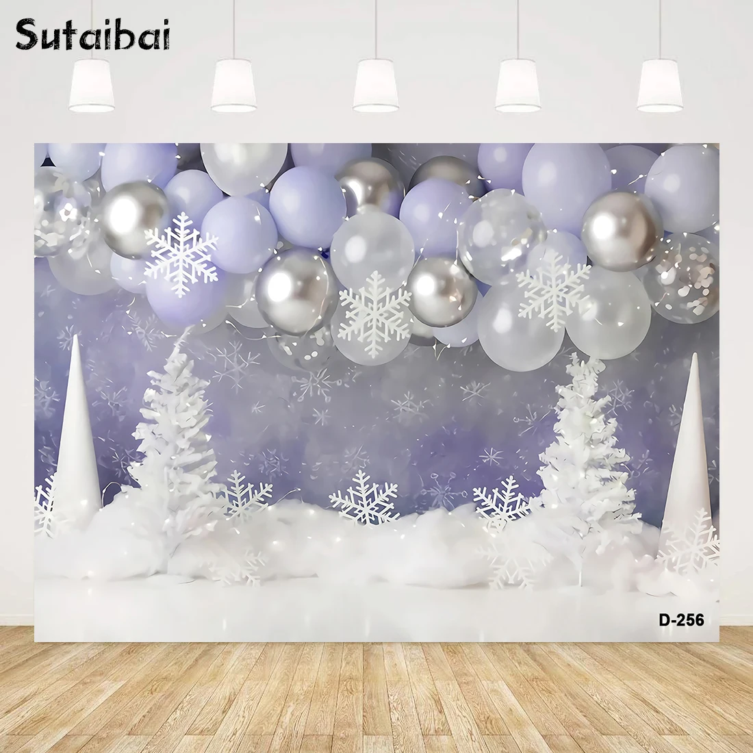 Décors d'arbres de Noël enneigés pour enfants et adultes, accessoires de portrait, flocon de neige d'hiver, fond de forêt enneigée pour bébé, studio photo familial