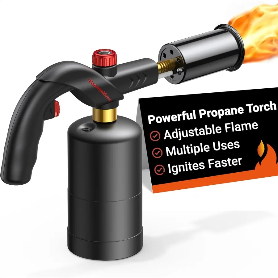 

Powerful Propane Torch Kitchen Cooking Torch Culinary Torch Lighter Adjustable Blow Torch for Sous Vide Searing Steak BBQ Grill