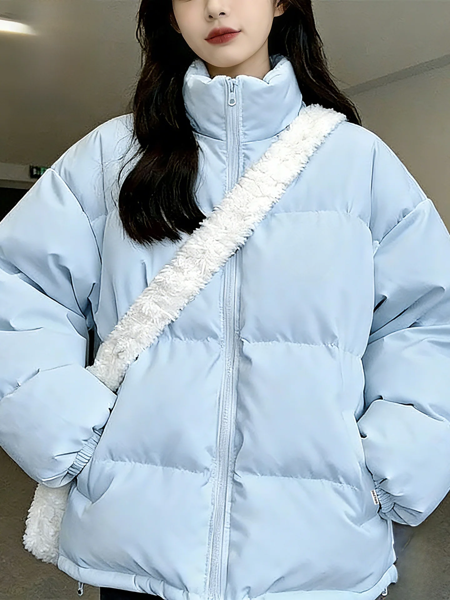 

M Winter New Warm Cotton Jaet Large Mouth Monkey Korean Sle Loose Fit Printed Polyester Fiber Long Sve Z...