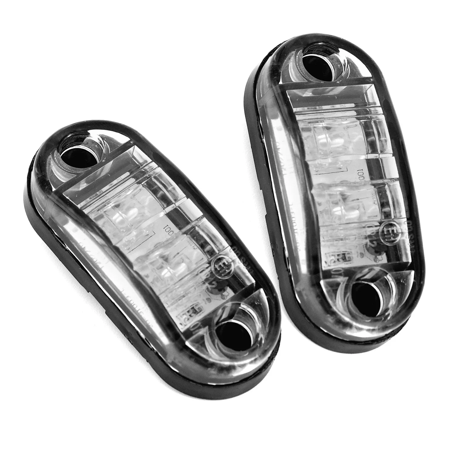 2Pcs Set White Marker Lights 12V LED Car Side Marker Tail Light 24V Trailer Truck Lamp Waterproof Plastic Signal Lamp