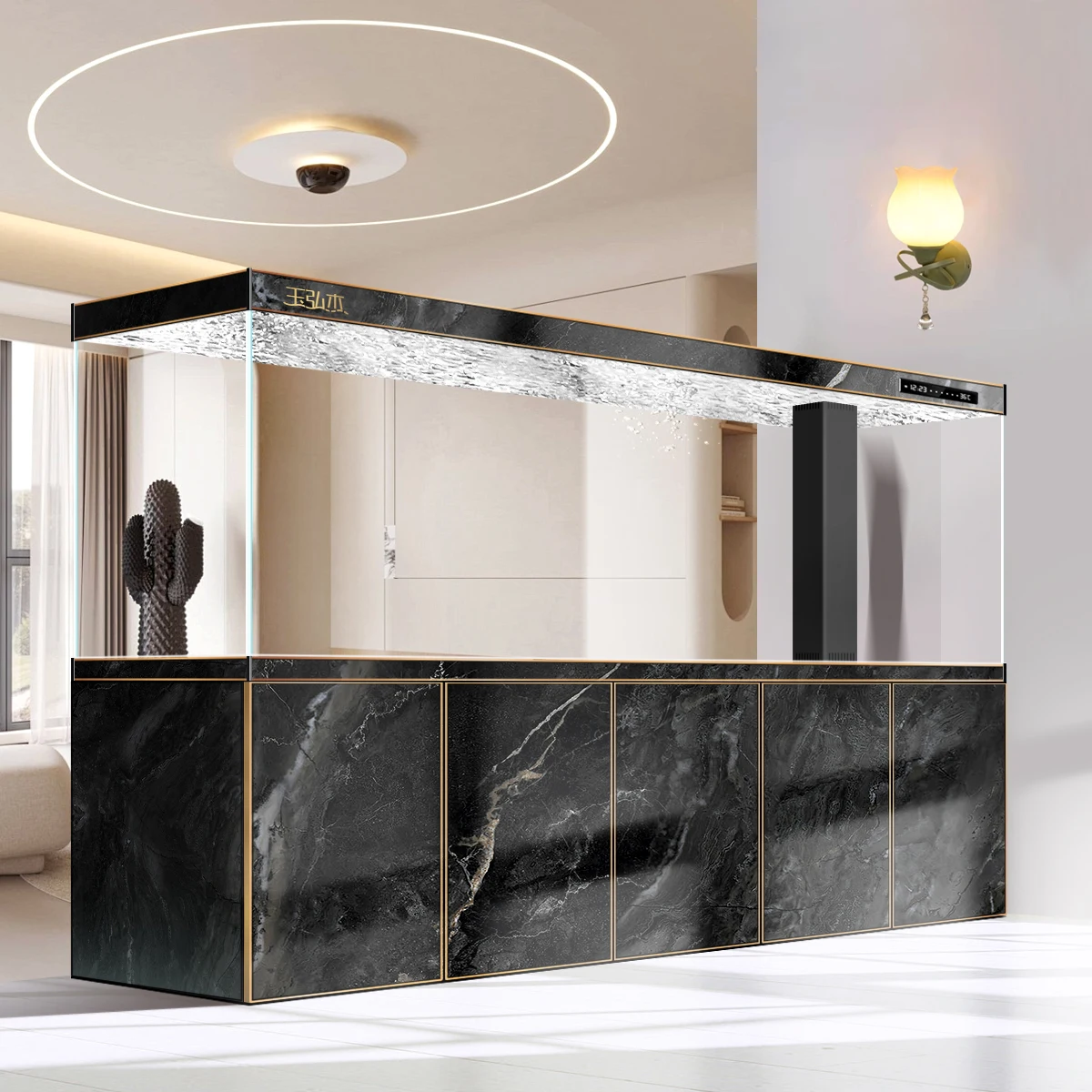 

Arowana tank screen against the wall Aluminum alloy aquarium bottom filter No water change Self-circulation