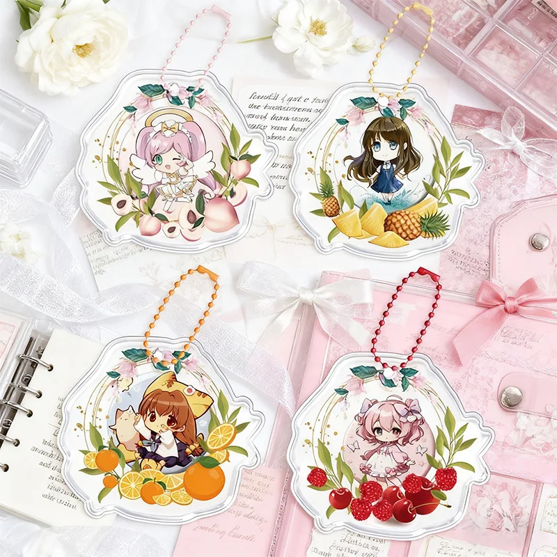 Cartoon Fruit PVC Badge Holder Anime Pin Display Case Chain Protector Sweet INS Badge Clip Bag Cute Ita Bag Charm Accessory