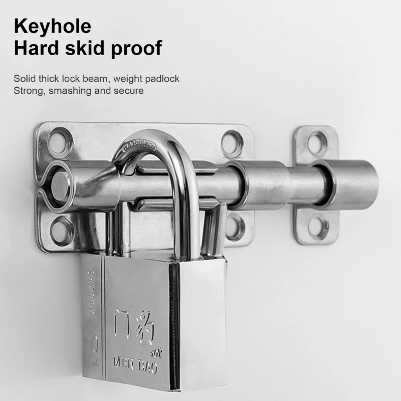 Steel Gate Latches with Padlock Option Sliding Door Bolts for House Security