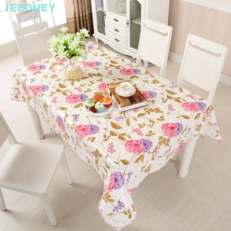 Flower Printing Table Cloth PVC Rectangular Table Cover Desk Cover Tablecloth Table Cloths Waterproof Stain Tablecloths Oilcloth