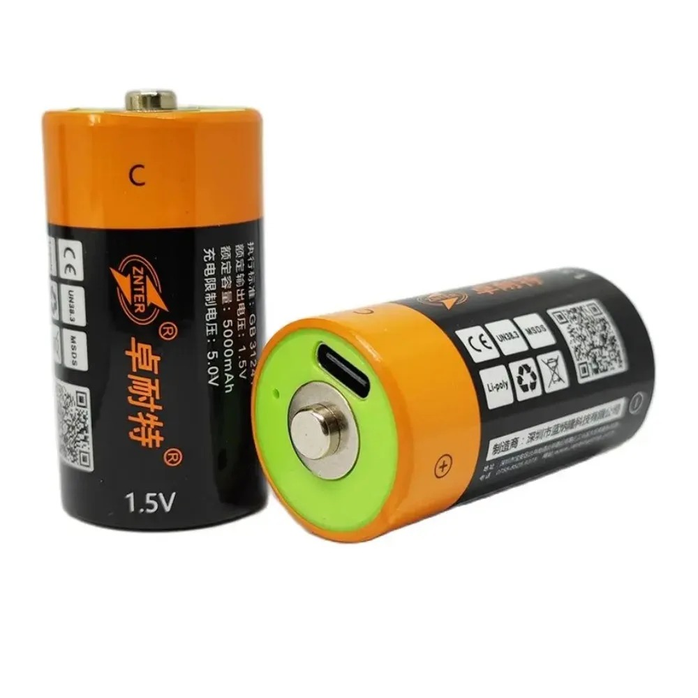 4 pçs/lote 100% ZNTER 7500mWh bateria recarregável tamanho C 1.5V USB bateria de lítio lanterna câmera de rádio bateria especial