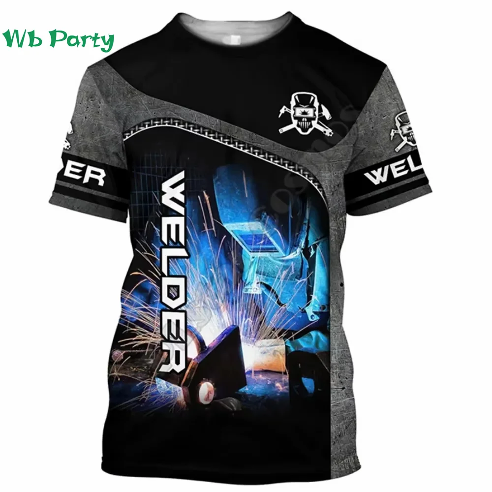 Welding Workwear 3D Print Mens T shirt Men's Clothing Harajuku Popular Short Sleeve Tee Summer Funny Welding Graphic T shirts image 5