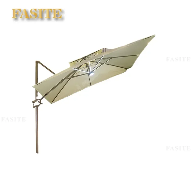 For Outdoor Patio Garden Balcony Camping Large Roman Umbrella with Solar LED Light Waterproof Sunshade for Terrace Park Stall