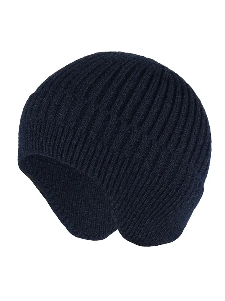 AliExpress Solid Knitted Hat Winter Imitation Rabbit Fleece Hats for Men Warm Ear Caps Autumn Beanie Hat Men's Winter Cap