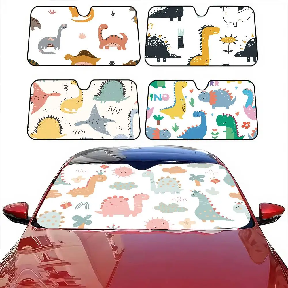 

Cartoon Dinosaur Car Windshield Sunshade - Anti-UV Sunblock, Front Shield, Double-Layer Interior Protector