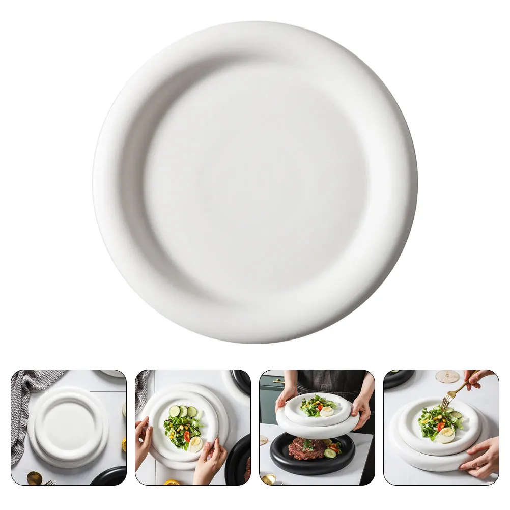 

1Pcs Matte Pasta Plate Thick-Edged Ceramic Serving Dish for Steak Western Food Elegant Food Storage Plate European-Style Tray