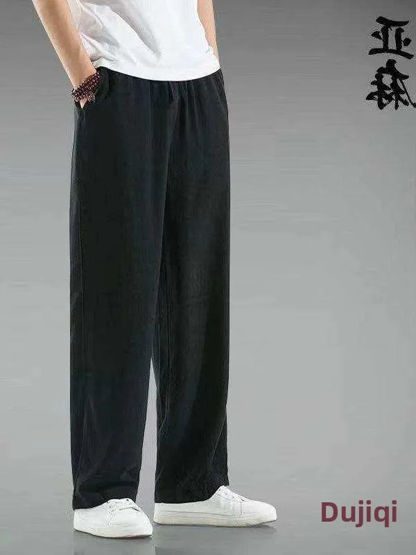 

Loose Wide Leg Cotton Linen Pants Thin Summer Trousers for Men And Women High Waist Cleanfit Sle Spring Autumn Seasonal Wear