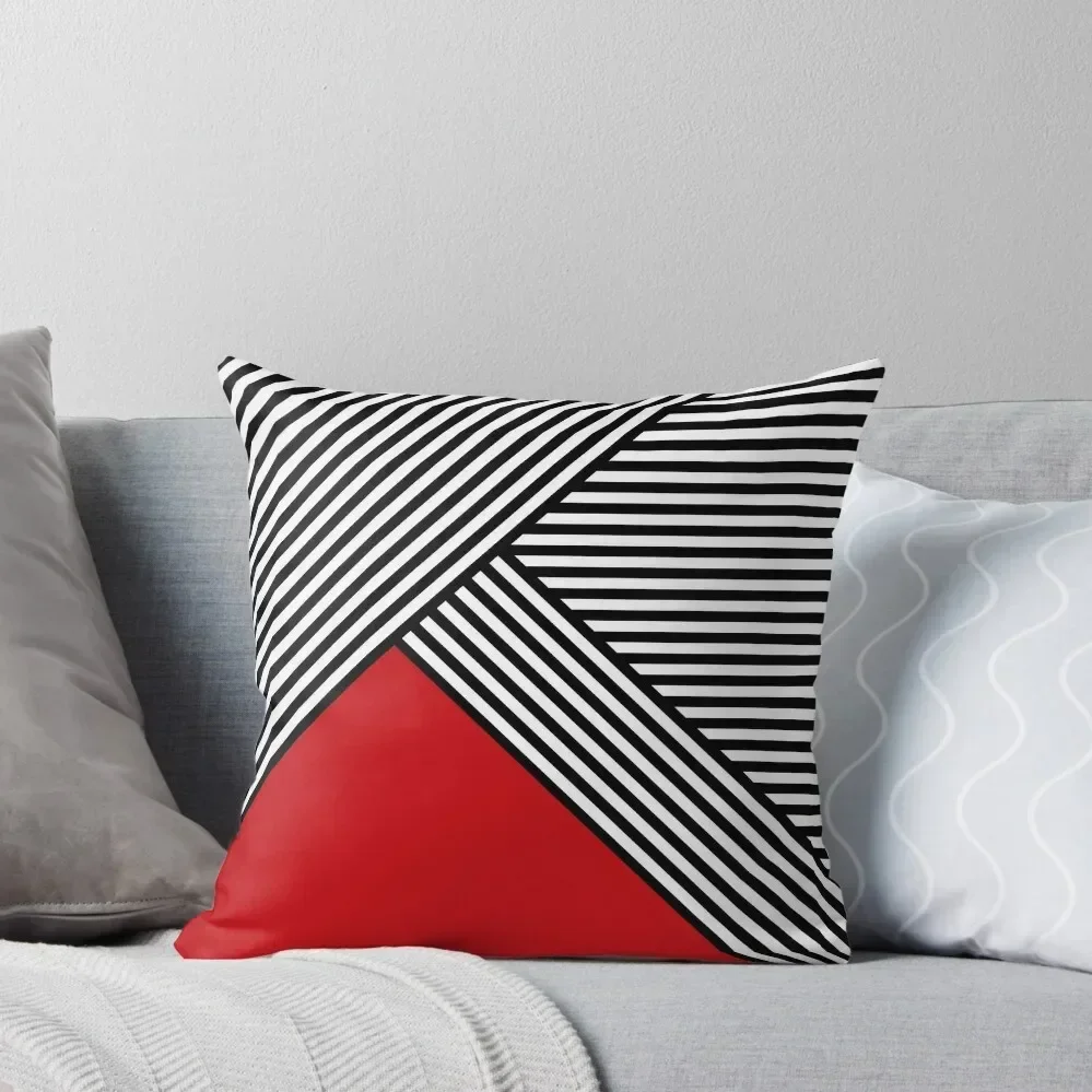 

Black and white stripes with red triangle Throw Pillow Decorative Pillow Covers For Sofa Cushions For Decorative Sofa pillow