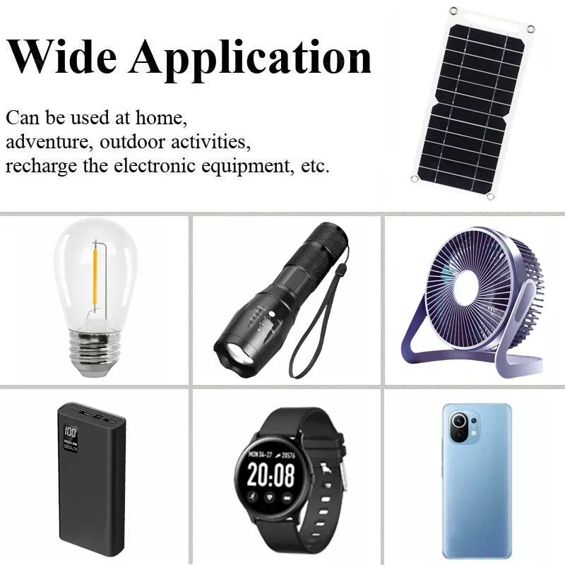 30W Solar Panel 5V Solar Cell with USB Port Mobile Phone Power Bank Portable Mobile Power Supply for Car Yacht RV Hiking Camping