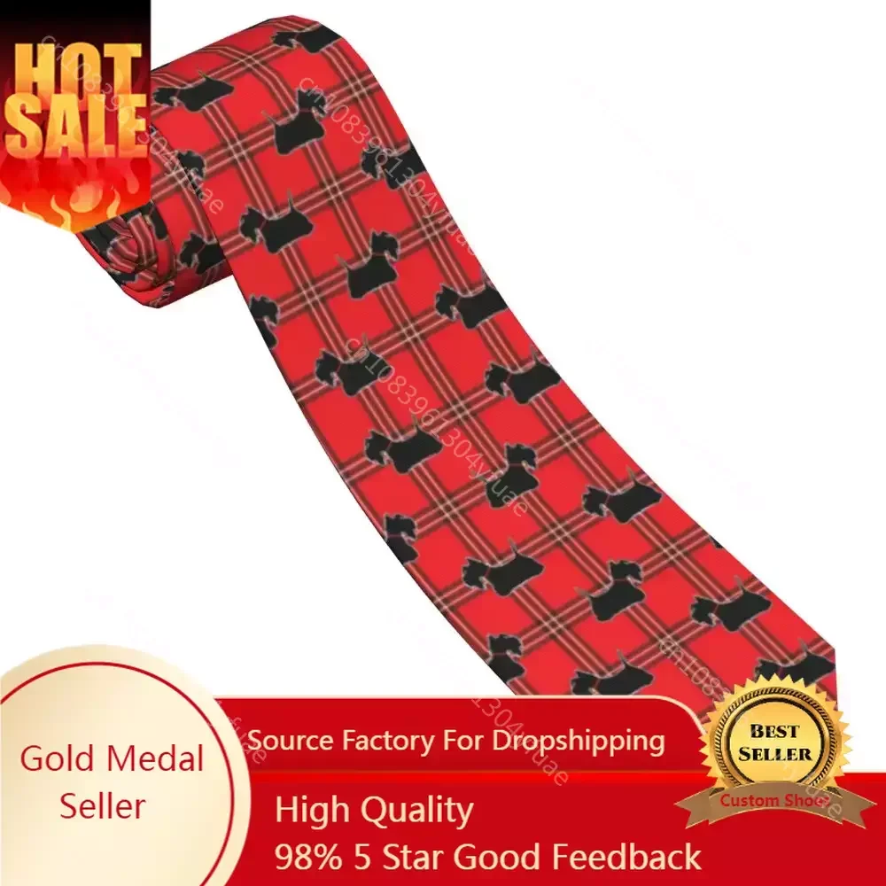 

Scottie Dogs Men Women Necktie Silk Polyester 8 cm Wide Scottish Terrier Dog Tartan Skye Neck Tie Men Daily Wear Business