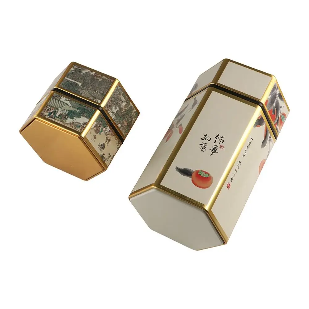 Portable Creative Tea Storage Container Hexagonal Sealed Empty Tea Box Tea Pot Tea Organizer Tea Storage Tank