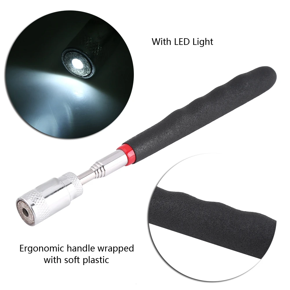 Telescopic Magnetic Magnet Pick Up Tool with LED Light for Picking Up Nuts and Bolts