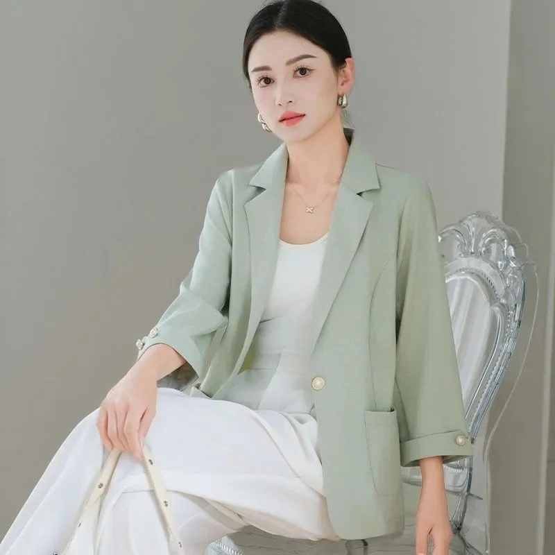 

Плюс размер 5XL костюм пальто женский летний новый 2025 блейзер с короткими рукавами куртка женская темпераментная тонкая верхняя одежда модное пальто топ