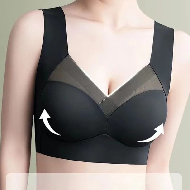 Ladies Comfortable Non Steel Ring Outdoor Fitness Running Vest Style Underwear Highquality Anti Glare Breathable Solid Color Bra