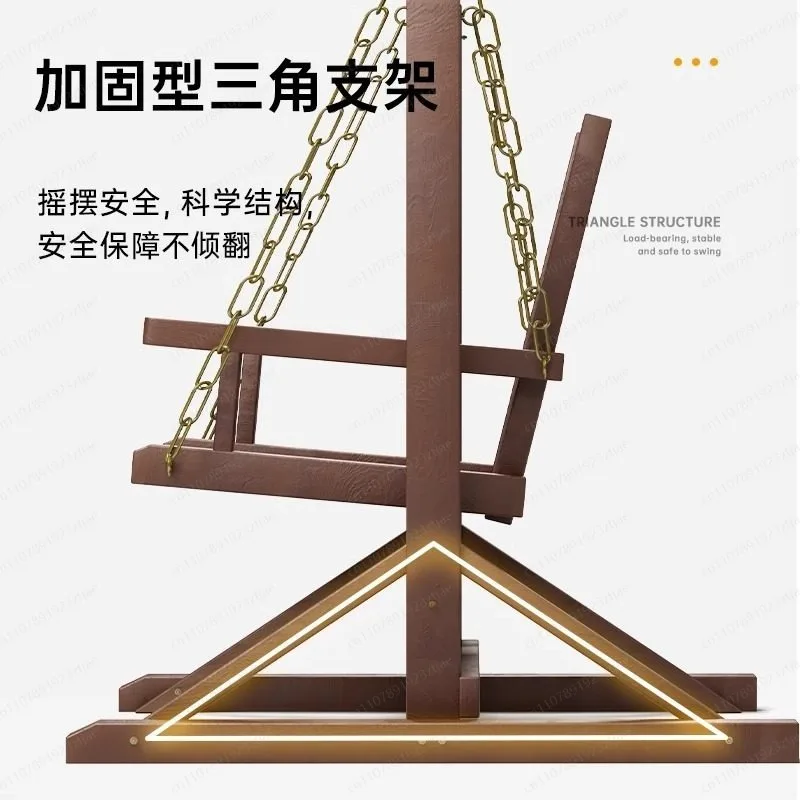 Antiseptic Wood Swing Wooden Hanging Chair Outdoor Courtyard Single Seat Garden Solid Wood Rocking Chair