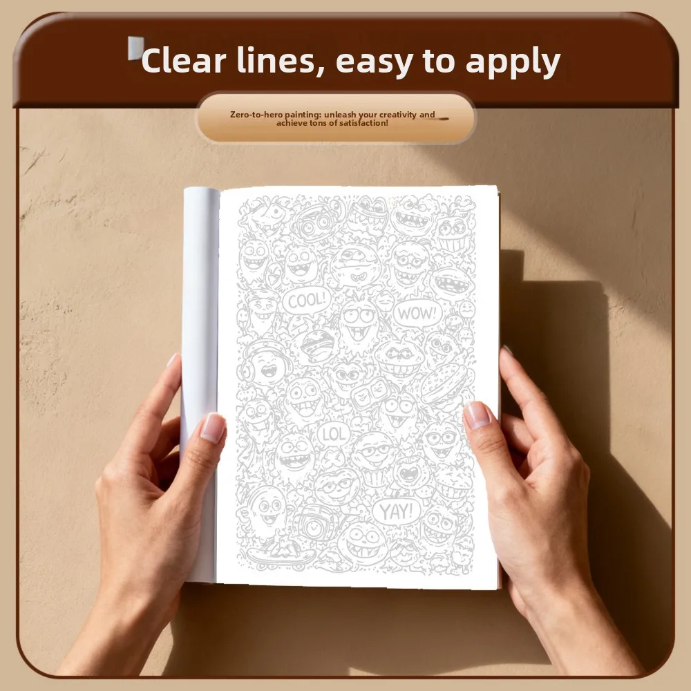 Trace & Color Doodles Coloring Book 24 Pages Relaxing Trace‑over‑Color Doodle Kids Adults Colouring