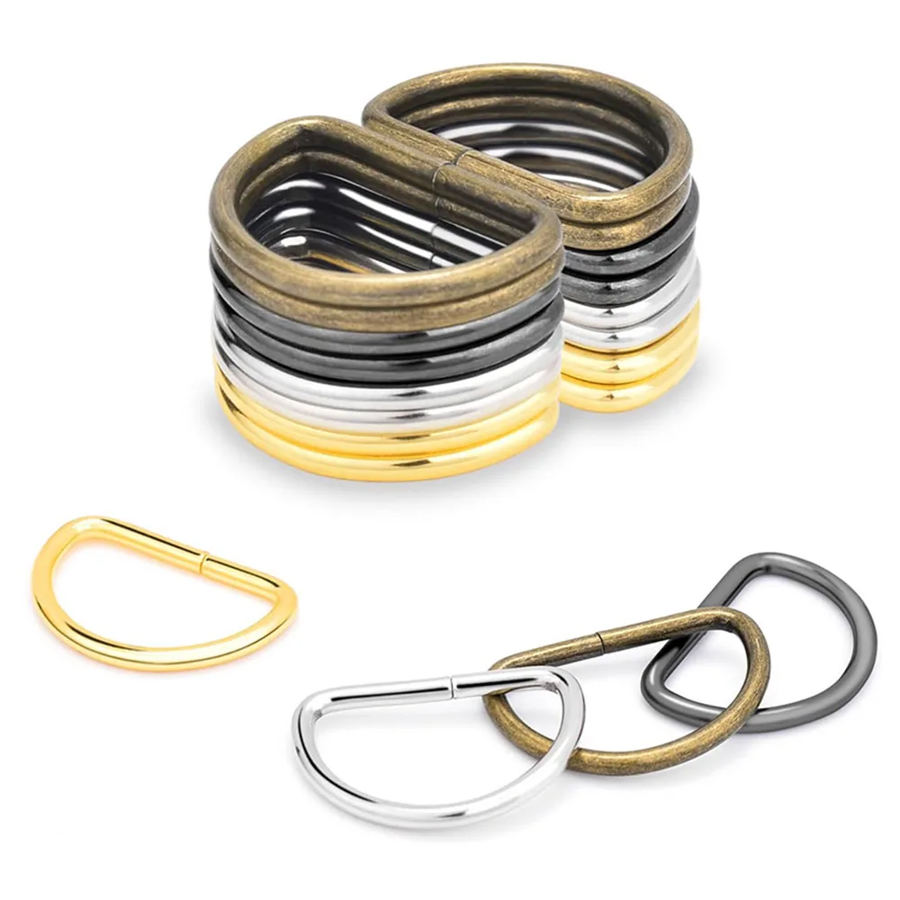 10pcs Metal Non-Welded D Ring Semi Ring Adjustable Buckle Belt Buckle For Backpacks Straps Dee Buckles DIY Accessorie