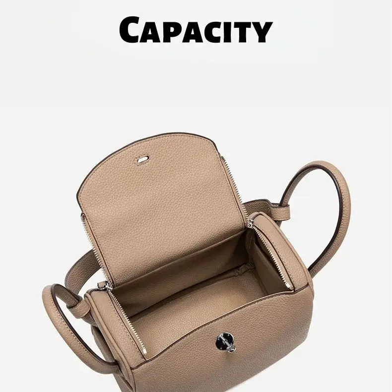Lychee-Patterned Handbag Shoulder Bag PU Leather Women's Bag Textured Handbag Versatile Fashion Crossbody Soft Large Capacity - Image 4
