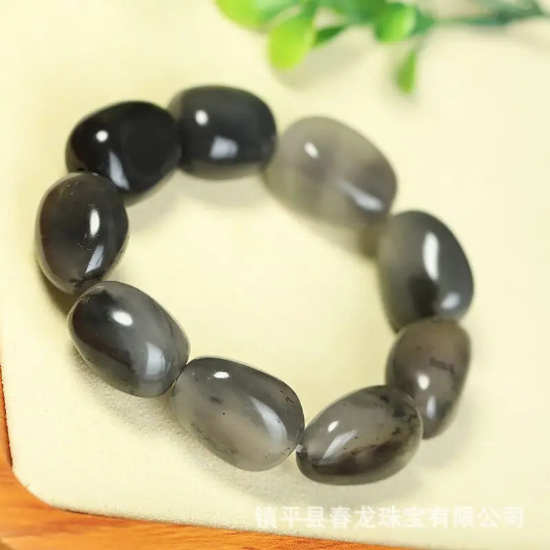 Natural Stone Blue White Bracelet , Irregular-Shaped Jade Bead Chain Men And Women