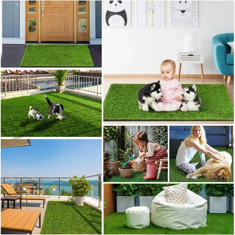 Artificial Grass Turf RugFake Grass Faux Thick Outdoor Rug Synthetic Mat Astroturf for Dogs Garden Lawn Landscape Balcony