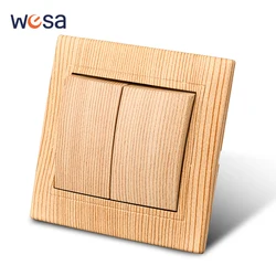 WESA Wood Classic Flame Retardant Plastic Panel 1 Gang 1 Way Wall Switch On / Off Rocker Switch 16A AC 250V 86mm*86mm