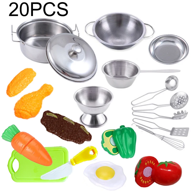 MINI Küche Utensilien Spielzeug Set Für Kinder Mädchen Edelstahl Kann Lebensmittel Kochen Küche Spielzeug Bildung Pretend Spielen