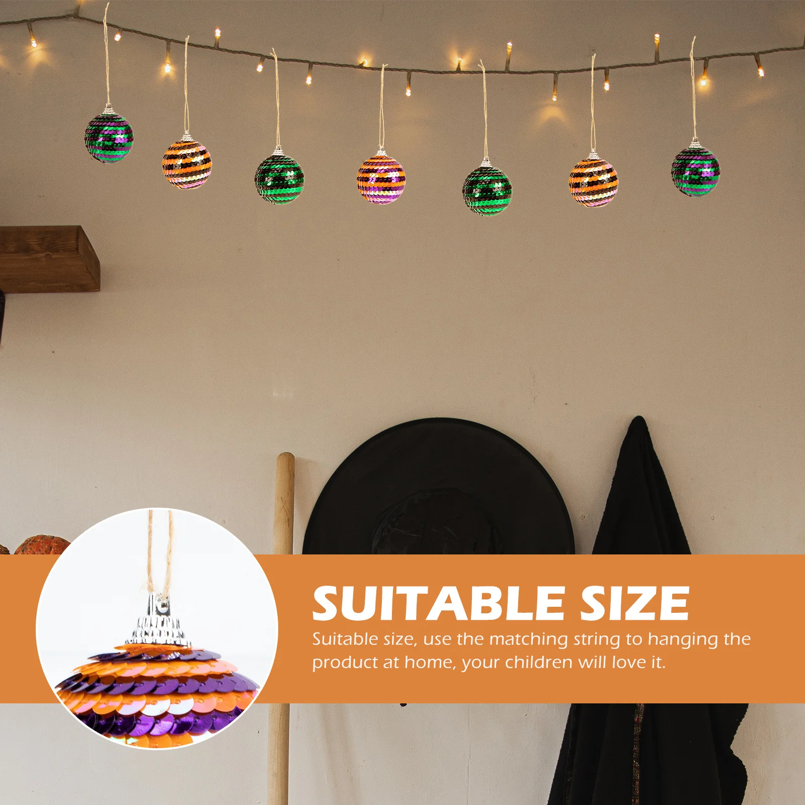 

16Pcs Halloween Wall Sequins Hanging Balls Decorative Pendants Festival Party Holiday Indoor Outdoor Ornaments