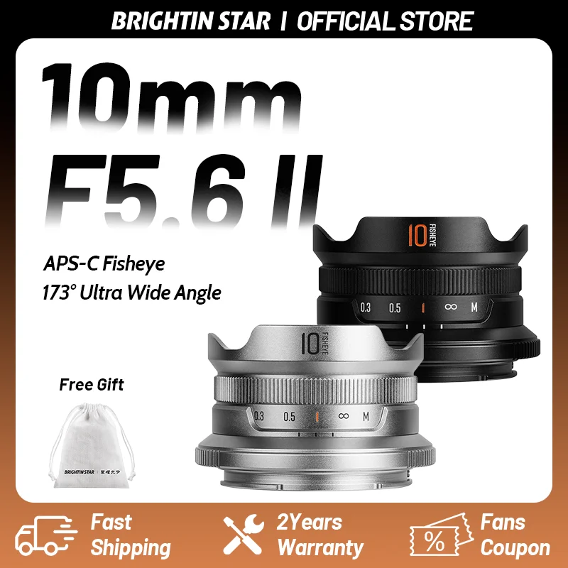 

Brightin Star 10mm F5.6 II Fisheye Wide Angle APS-C Mirrorless Camera Lens for M4/3 Canon EF-M EOS R Sony E Nikon Z Fuji XF DSLR