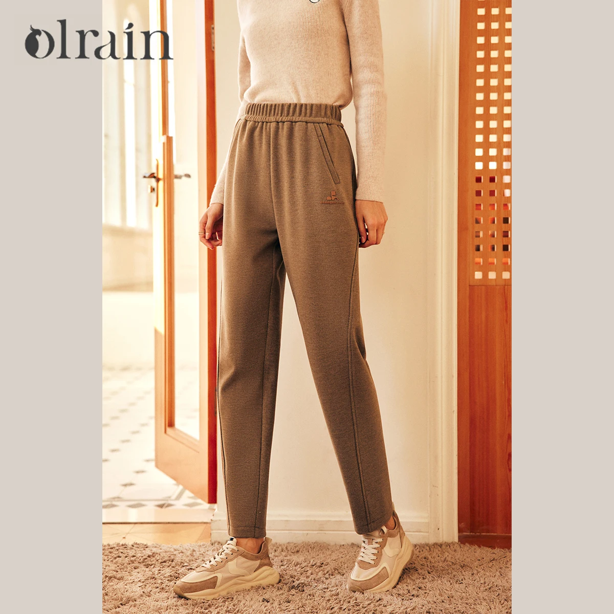 

OLrain Women's Straight Pants 2025 Autumn High-waisted Pants Pockets French Casual Solid Trousers Female Clothing O22DK66962