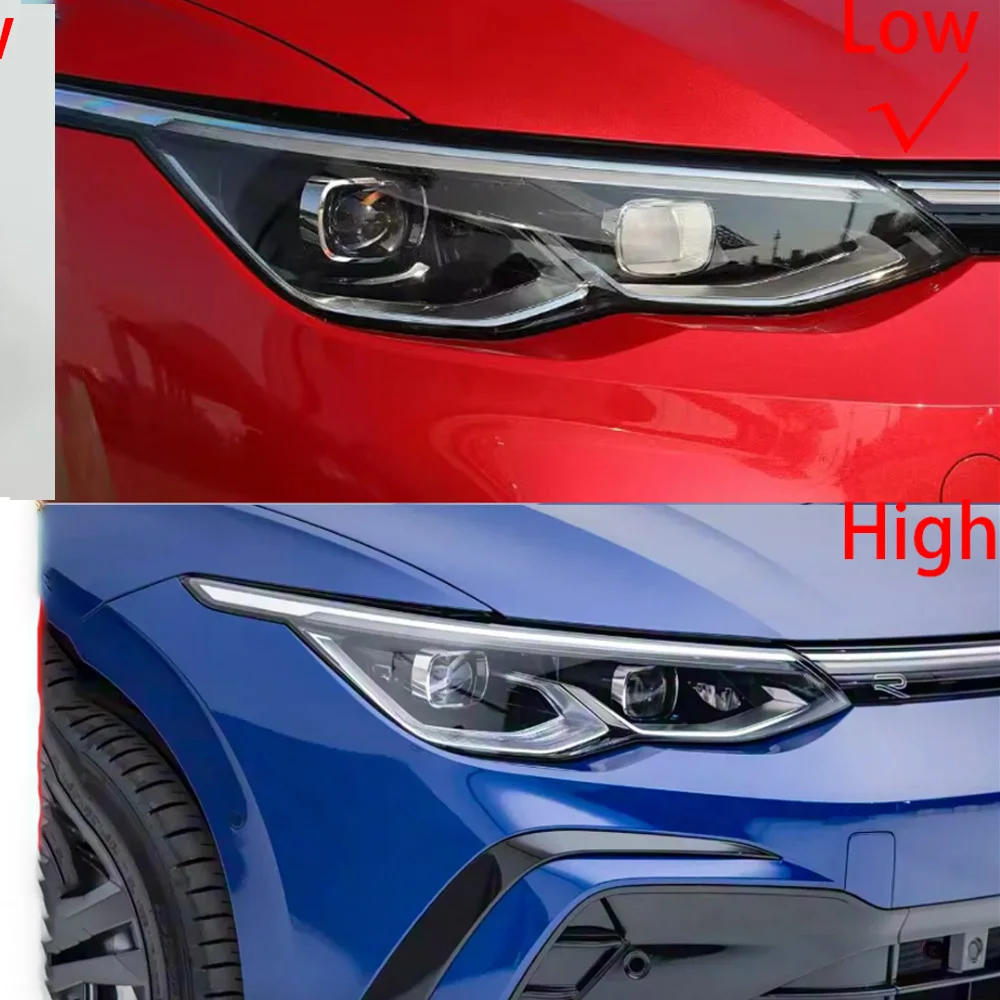 For Volkswagen VW Golf 8 MK8 R-Line GTI 2021-2024 (Low) Headlight Shell Mask Transparent Headlamp Cover Lampshdade Plexiglass