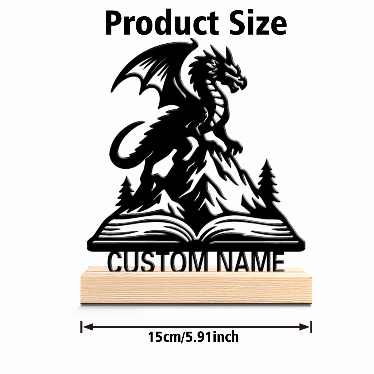 1pc Thriller Personalized Custom dragon Metal Statues Desktop sculpture with wooden base suitable for pet grooming